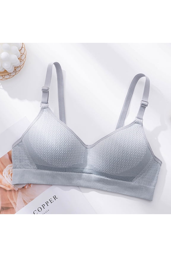 Bras for Women Junior High School Students' Underwear Seamless with Cups Without Rings Girls' Bras Gathered And Comfortable Imitation Bras Push Up Bras for Women Grey 32