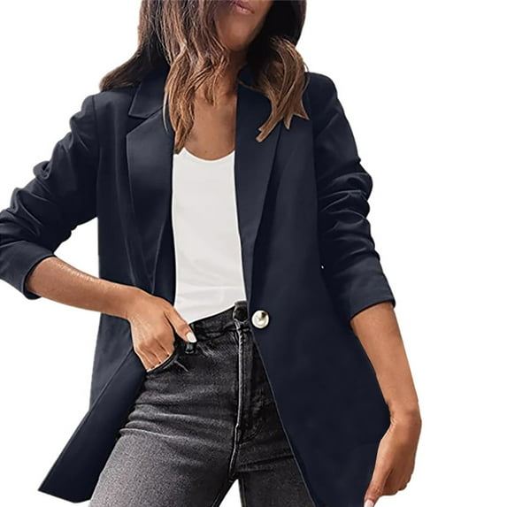 Rigardu Clearance Sale Blazers for Women Women Loose Top Long Sleeve Casual Slim Short Small Suit Jacket Womens Blazer Blue Xl