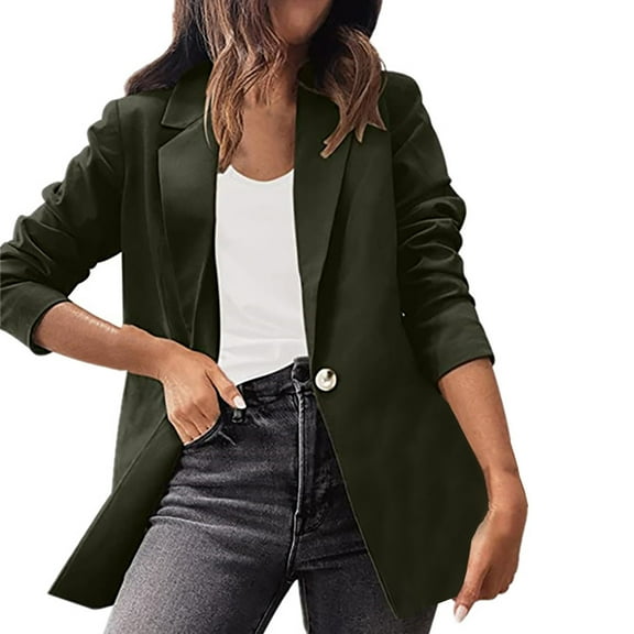 Rigardu Clearance Sale Blazers for Women Women Loose Top Long Sleeve Casual Slim Short Small Suit Jacket Womens Blazer Green M