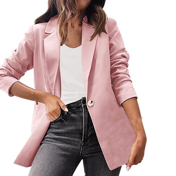 Rigardu Clearance Sale Blazers for Women Women Loose Top Long Sleeve Casual Slim Short Small Suit Jacket Womens Blazer Pink 3Xl