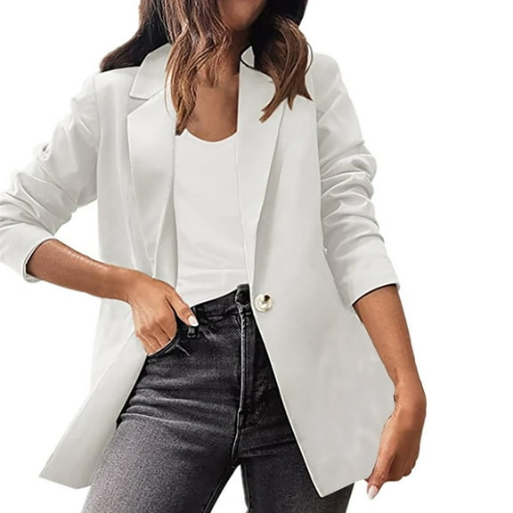 Rigardu Clearance Sale Blazers for Women Women Loose Top Long Sleeve Casual Slim Short Small Suit Jacket Womens Blazer White Xl