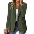 thumbnail image 1 of Rigardu Clearance Sale Blazers for Women Womens Casual Front Long Sleeve Lapel Collar Button Work Business Jacket Womens Blazer Army Green L, 1 of 3