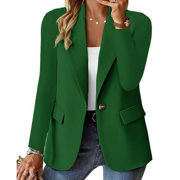Rigardu Clearance Sale Blazers for Women Womens Casual Front Long Sleeve Lapel Collar Button Work Business Jacket Womens Blazer Green Xl