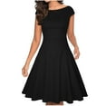 thumbnail image 1 of Rigardu Cocktail Dress Sleeve Women's A-Line Swing Party Wedding Elegant Guest Short Women's Dress Black+S, 1 of 7