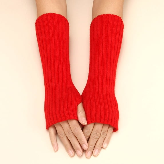 Rigardu Fingerless Long Gloves for Women Winter Gloves Fingerless Women Knit Gloves for Women Women Autumn and Winter Solid Color Multicolor Wool Long Striped Knit Half Finger Gloves