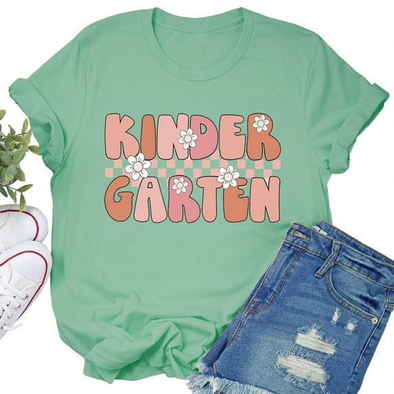 Rigardu First Day of School Shirt Women'S Teacher Shirts First Day of School Shirts Back to School Oufits Funny Letter Print Tees t shirts for women