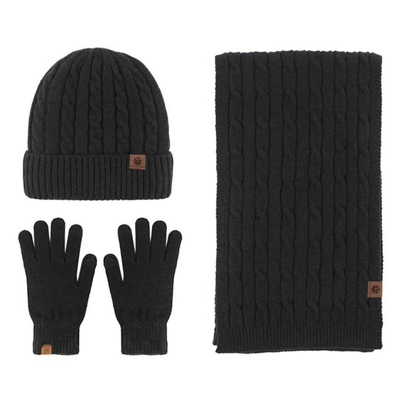 Rigardu Hat Scarf Gloves Set For Men And Women Black + One size