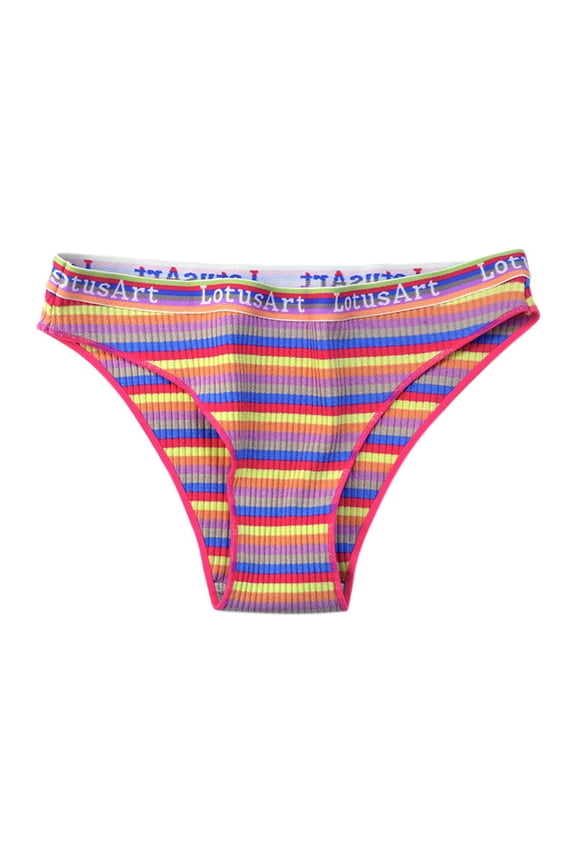 Hot Sale!! 2025 Trendy Panties for Women Soft Low Waisted Underwear Cheeky High Cut Stretch Ladies Briefs Colorful Summer Cotton Striped Briefs French Underwear Underpants Girl Panty B M