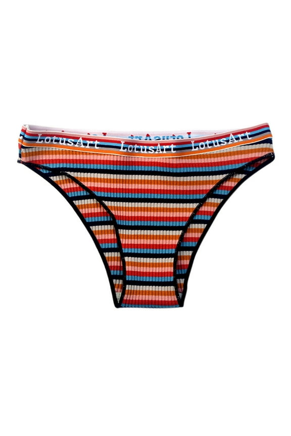 Hot Sale!! 2025 Trendy Panties for Women Soft Low Waisted Underwear Cheeky High Cut Stretch Ladies Briefs Colorful Summer Cotton Striped Briefs French Underwear Underpants Girl Panty C Xl