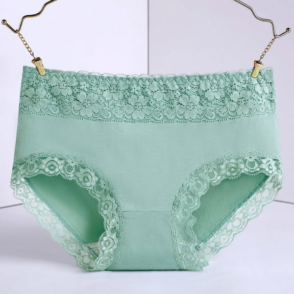 Rigardu Hot Sale!! 2025 Trendy Panties for Women Soft Underwear Cheeky High Cut Stretch Ladies Briefs Plus Size Crotch Breathable Skin Tight Belly Lifting Waist Lace High Waist Underwear Army Green L
