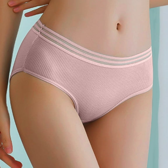 Rigardu Hot Sale!! 2025 Trendy Panties for Women Soft Underwear High Waist Cheeky High Cut Stretch Ladies Briefs Underwear Version Comfortable Mid Waist Cute Plussize Pants Hot Pink Xl