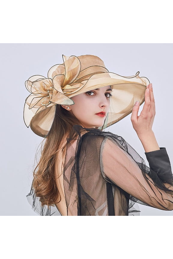 Hot Sale!! Kentucky Derby Hats for Women 2025 Elegant Tea Party Hats Organza Victorian Hat Church Hats Wedding Fascinator Hat Summer Dress Hat Wide Flower Bridal Shower Sun Beach Hat