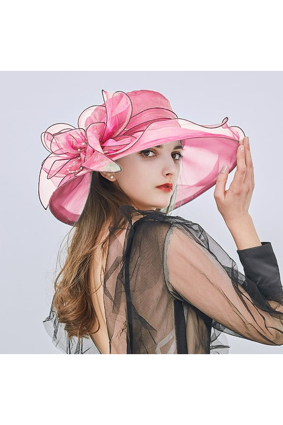 Hot Sale!! Kentucky Derby Hats for Women 2025 Elegant Tea Party Hats Organza Victorian Hat Church Hats Wedding Fascinator Hat Summer Dress Hat Wide Flower Bridal Shower Sun Beach Hat