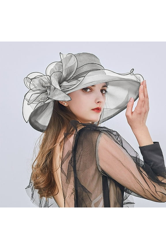 Hot Sale!! Kentucky Derby Hats for Women 2025 Elegant Tea Party Hats Organza Victorian Hat Church Hats Wedding Fascinator Hat Summer Dress Hat Wide Flower Bridal Shower Sun Beach Hat
