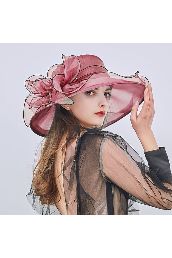 Hot Sale!! Kentucky Derby Hats for Women 2025 Elegant Tea Party Hats Organza Victorian Hat Church Hats Wedding Fascinator Hat Summer Dress Hat Wide Flower Bridal Shower Sun Beach Hat