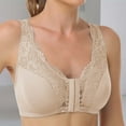 thumbnail image 1 of Rigardu Hot Sale!! Sports Bras for Women Padded 2025 Trendy No Underwire Lace Bras for Women Sponge Cup Front Closure Bras for Seniors Plus Size Full Coverage Bras No Wire Bras Beige L, 1 of 5