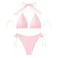 thumbnail image 1 of Rigardu Hot Sale!! Women Two Piece Swimsuit Swimwear Halter String Triangle Bikini Sets Women's Terrycloth Swimsuit Summer Bikini Set with Chest Pad Red M, 1 of 2