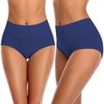 thumbnail image 1 of Rigardu Hot Sale!! Women's Cotton Underwear High Waisted Full Coverage Ladies Soft Strech Breathable Panties Women's High Waist Hip Plus Size Pure Postpartum Abdomen Briefs Dark Blue Xl, 1 of 3