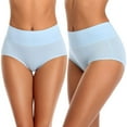 thumbnail image 1 of Rigardu Hot Sale!! Women's Cotton Underwear High Waisted Full Coverage Ladies Soft Strech Breathable Panties Women's High Waist Hip Plus Size Pure Postpartum Abdomen Briefs Blue 3Xl, 1 of 3
