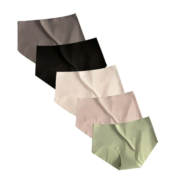 Rigardu Hot Sale!! Women's Seamless No Show Panties Invisible Light Underwear 5 Pack Underwear for Women Bikini Regular Absorbency Underwear Pink Xl