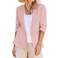thumbnail image 1 of Rigardu Linen Blazers for Women Casual Women 3/4 Sleeve Blazer Linen Suit Jackets Women Casual 3/4 Stretchy Ruched Sleeve Lightweight Work Jacket with Pockets, 1 of 9
