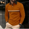 thumbnail image 1 of Rigardu Long Sleeve Shirts for Men Polo Shirts for Men Fashionable And Casual Men's Lapel Striped Colorful Long Sleeved Top Size:S-3XL, 1 of 4