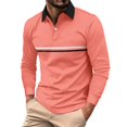 thumbnail image 1 of Rigardu Long Sleeve Shirts for Men Polo Shirts for Men Fashionable And Casual Men's Lapel Striped Colorful Long Sleeved Top Size:S-3XL, 1 of 4
