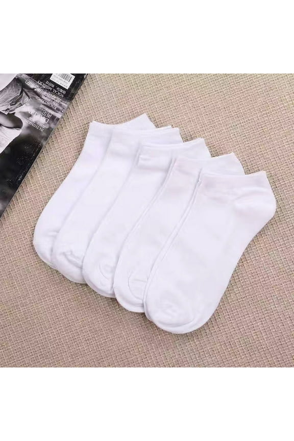 Mens Ankle Socks, Ankle Socks for Women, Thin Soft Low Cut Socks, Athletic No Show Socks Breathable Sock Comfort Cool Softy Lightweight Sock 5 Pairs White One Size