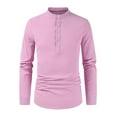 thumbnail image 1 of Rigardu Mens Fashion Simple Casual Collar Half Open Shirt Border Mens Long Sleeved Shirt RD2 + L, 1 of 2