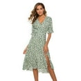 thumbnail image 1 of Rigardu Party Dress Neck V Summer Beach Holiday Sleeve Dress Half Ladies Print Womens Women's Casual Dress Green1 + XXL, 1 of 7