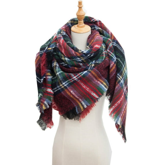 Rigardu Plaid Scarf for Women Fall Winter Scarf for Women Women Fall Winter Scarf Classic Tassel Plaid Scarf Warm Soft Chunky Large Blanket Wrap Shawl Scarves