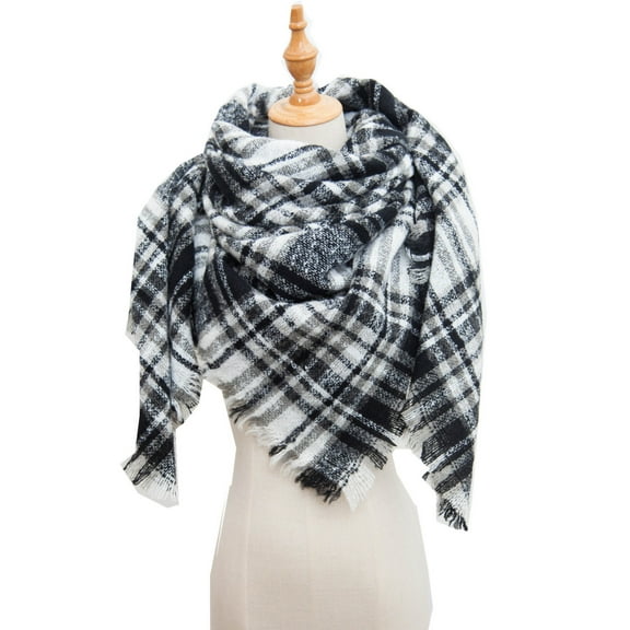 Rigardu Plaid Scarf for Women Fall Winter Scarf for Women Women Fall Winter Scarf Classic Tassel Plaid Scarf Warm Soft Chunky Large Blanket Wrap Shawl Scarves