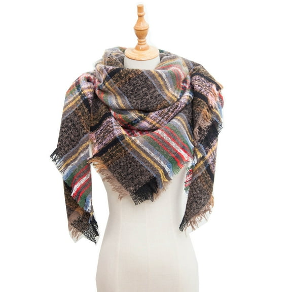 Rigardu Plaid Scarf for Women Fall Winter Scarf for Women Women Fall Winter Scarf Classic Tassel Plaid Scarf Warm Soft Chunky Large Blanket Wrap Shawl Scarves