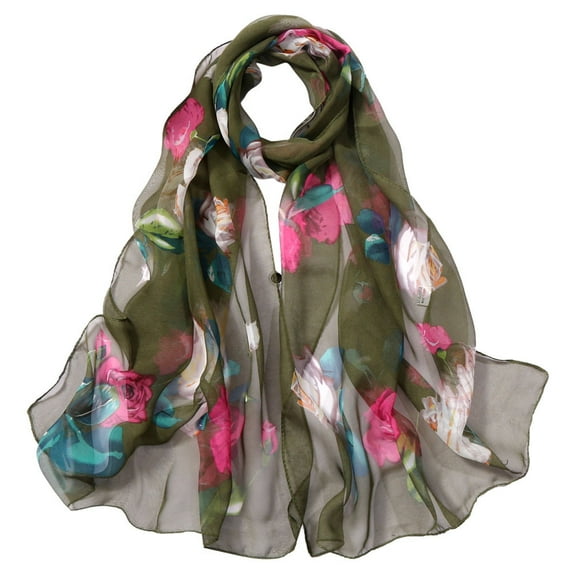 Rigardu Scarf for Women Scarves Simulation Long Scarf Soft Wrap Shawl Printing Women Silk Roses Fashion Scarf