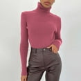 thumbnail image 1 of Rigardu Slim Fit Shirts for Women Women Soft Sweater Slim Fit Lightweight Long Sleeve Turtleneck Tops Undershirt Knitted Warm Fashion Pullover Sweater Rd2 One Size, 1 of 8