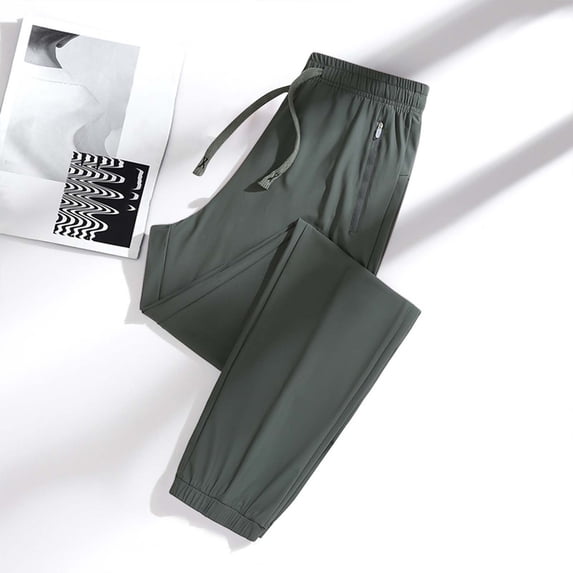 Rigardu Stretch Active Women Unisex Quick Drying Pants Breathable Loose Pants Womens Cool Stretch Pants With Zipper Pockets Army Green L