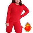 thumbnail image 1 of Rigardu Thermal Underwear for Women Crew Neckwomen's Thermal Underwear Long Top & Bottom Set Solid Color Mm Plus Plus Size Long Underwear Wool Plus Light Women's Thermal Underwear Sets Red Xxl, 1 of 8