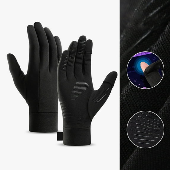 Rigardu Winter Gloves For Men Women Non Slip Touchscreen Working Gloves Convertible Index Fingerless & Thumbless Black + XL