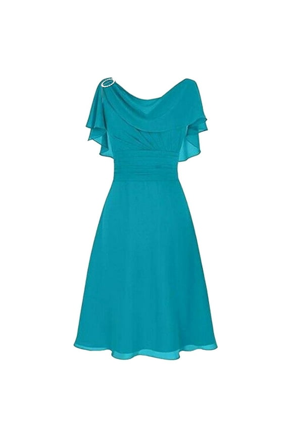 Women Formal Wedding Bridesmaid High-waist Party Ball Prom Gown Cocktail Dress Polyester cool Casual women Blue+S
