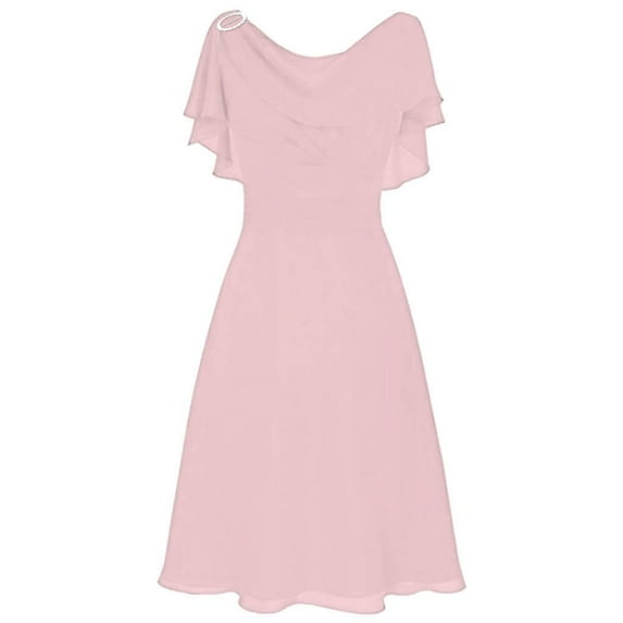 Rigardu Women Formal Wedding Bridesmaid High-waist Party Ball Prom Gown Cocktail Dress Polyester cool Casual women Pink+XL