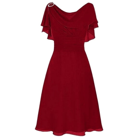 Rigardu Women Formal Wedding Bridesmaid High-waist Party Ball Prom Gown Cocktail Dress Polyester cool Casual women Red+4XL