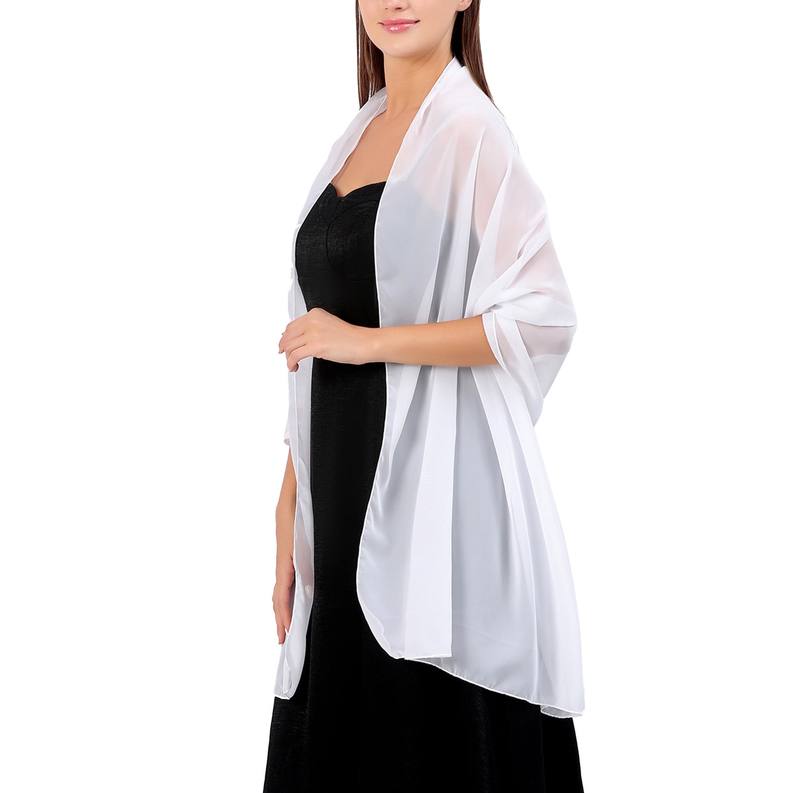 Rigardu Women Stole Shawl Silk Scarf Wrap Pashmina For Wedding Evening Party Ceremonies White + One size