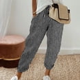 thumbnail image 1 of Rigardu Women's Elastic Waist Striped Casual Pants Loose Cotton And Linen Pants Black+M, 1 of 4