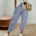 thumbnail image 1 of Rigardu Women's Elastic Waist Striped Casual Pants Loose Cotton And Linen Pants Blue+XXL, 1 of 4