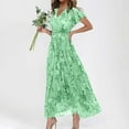 thumbnail image 1 of Rigardu Women's Fashionable Summer Casual Floral V Neck Short Sleeved Long Dress Green + S, 1 of 8