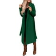 thumbnail image 1 of Rigardu Women's Faux Wool Coat Blouse Thin Coat Trench Long Jacket Ladies Slim Long Belt Elegant Overcoat Outwear Green + L, 1 of 7