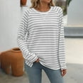 thumbnail image 1 of Rigardu Women's Long Sleeve Solid Color Round Neck Fashion T Shirt Gray Xxl, 1 of 6