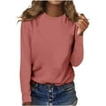 thumbnail image 1 of Rigardu Women's Round Neck Long Sleeve Top Solid Color Casual T Shirt Long Sleeve Shirts for Women Size:s-2xl, 1 of 5