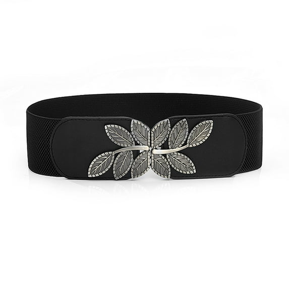 Rigardu belts for women womens belt Stretch Wild Fashion Dress Wide Belt Buckle Waistband Band Elastic Women's Waist Belt Black+One size