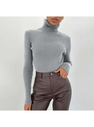 Grey turtleneck top best sale